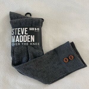 Steve Madden Gray Crew Socks Over the Knee with Button Accents